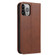 iPhone 14 Pro Calf Texture Magnetic Flip Leather Phone Case - Brown