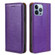 iPhone 14 Pro Grid Texture Magnetic Flip Leather Phone Case - Purple