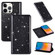 iPhone 14 Pro Ultrathin Glitter Magnetic Leather Case - Black