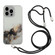 iPhone 14 Pro Hollow Marble Pattern TPU Shockproof Protective Case with Neck Strap Rope - Black
