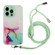 iPhone 14 Pro Hollow Marble Pattern TPU Shockproof Protective Case with Neck Strap Rope - Green