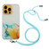 iPhone 14 Pro Hollow Marble Pattern TPU Shockproof Protective Case with Neck Strap Rope - Yellow