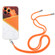 iPhone 14 Pro Lanyard Stitching Marble TPU Case - Orange