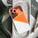 iPhone 14 Pro Stitching Marble TPU Phone Case - Orange