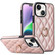 iPhone 14 Plus Rhombic PU Leather Phone Case with Ring Holder - Rose Gold