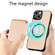 iPhone 14 Plus Carbon Fiber Leather Card Magsafe Magnetic Phone Case - Khaki
