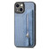 iPhone 14 Plus Carbon Fiber Horizontal Flip Zipper Wallet Phone Case - Blue
