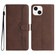 iPhone 14 Plus Heart Pattern Skin Feel Leather Phone Case - Brown