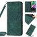 iPhone 14 Plus Skin Feel Stripe Pattern Leather Phone Case with Lanyard - Green
