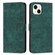 iPhone 14 Plus Skin Feel Stripe Pattern Leather Phone Case with Lanyard - Green