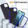 iPhone 14 Plus Life Waterproof Rugged Phone Case - Dark Blue + Royal Blue