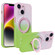 iPhone 14 Plus MagSafe Holder Gradient TPU Phone Case - Pink Green