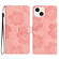 iPhone 14 Plus Flower Embossing Pattern Leather Phone Case - Pink