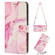 iPhone 14 Plus Crossbody Painted Marble Pattern Leather Phone Case  - Rose Gold