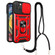iPhone 14 Plus Lanyard Slide Camshield Ring Phone Case  - Red