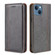 iPhone 14 Plus Grid Texture Magnetic Flip Leather Phone Case  - Grey