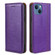 iPhone 14 Plus Grid Texture Magnetic Flip Leather Phone Case  - Purple