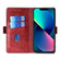 iPhone 14 Plus Contrast Color Side Buckle Leather Phone Case  - Purple + Rose Red