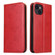 iPhone 14 Plus Fierre Shann PU Genuine Leather Texture Leather Phone Case  - Red