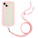 iPhone 14 Plus Lanyard Candy Color Wave TPU Clear PC Phone Case - Pink