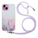 iPhone 14 Plus Hollow Marble Pattern TPU Shockproof Protective Case with Neck Strap Rope - Pink