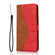 iPhone 14 Plus Dual-color Stitching Leather Phone Case  - Brown Red