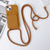 iPhone 14 Plus Crossbody Lanyard Elastic Silicone Card Holder Phone Case - Brown
