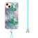 iPhone 14 Plus 2.0mm Airbag Shockproof TPU Phone Case with Lanyard  - Ink Green Marble