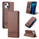 iPhone 14 Plus AZNS Magnetic Calf Texture Flip Leather Phone Case  - Dark Brown