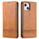 iPhone 14 Plus AZNS Magnetic Calf Texture Flip Leather Phone Case  - Light Brown