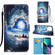 iPhone 14 Plus Painted Flat Texture Leather Case with Lanyard & Card Slot & Wallet & Holder  - Waves Sun