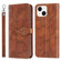 iPhone 14 Plus Life of Tree Embossing Pattern Leather Phone Case  - Brown