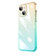 iPhone 14 Plus Transparent Electroplated PC Gradient Phone Case  - Cyan-blue Gold