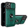 iPhone 14 Plus Sliding Camshield TPU+PC Phone Case with Card Slot  - Dark Green