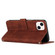 iPhone 14 Plus Skin Feel Heart Pattern Leather Phone Case  - Brown