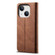 iPhone 14 Plus Denim Texture Casual Style Leather Phone Case  - Brown