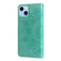 iPhone 14 Plus 7-petal Flowers Embossing Leather Case  - Green