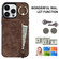 iPhone 15 Pro Max Retro Ring and Zipper RFID Card Slot Phone Case - Brown