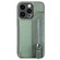 iPhone 15 Pro Max Carbon Fiber Horizontal Flip Zipper Wallet Phone Case - Green