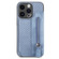iPhone 15 Pro Max Carbon Fiber Horizontal Flip Zipper Wallet Phone Case - Blue