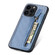 iPhone 15 Pro Max Carbon Fiber Horizontal Flip Zipper Wallet Phone Case - Blue