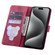 iPhone 15 Pro Max Cartoon Sakura Cat Embossed Leather Phone Case - Wine Red