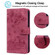 iPhone 15 Pro Max Cartoon Sakura Cat Embossed Leather Phone Case - Wine Red