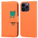 iPhone 15 Pro Max Cartoon Buckle Horizontal Flip Leather Phone Case - Orange