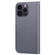 iPhone 15 Pro Max Cartoon Buckle Horizontal Flip Leather Phone Case - Grey