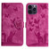 iPhone 15 Pro Max Butterfly Cat Embossing Flip Leather Phone Case - Pink