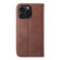 iPhone 15 Pro Max Cubic Grid Calf Texture Magnetic Leather Phone Case - Brown