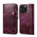 iPhone 15 Pro Max Denior Oil Wax Cowhide Magnetic Button Genuine Leather Case - Purple