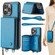 iPhone 15 Pro JEEHOOD C22 Series Zipper Wallet Leather Phone Case with Dual Lanyard - Blue