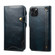 iPhone 15 Pro Denior Oil Wax Cowhide Magnetic Button Genuine Leather Case - Dark Blue